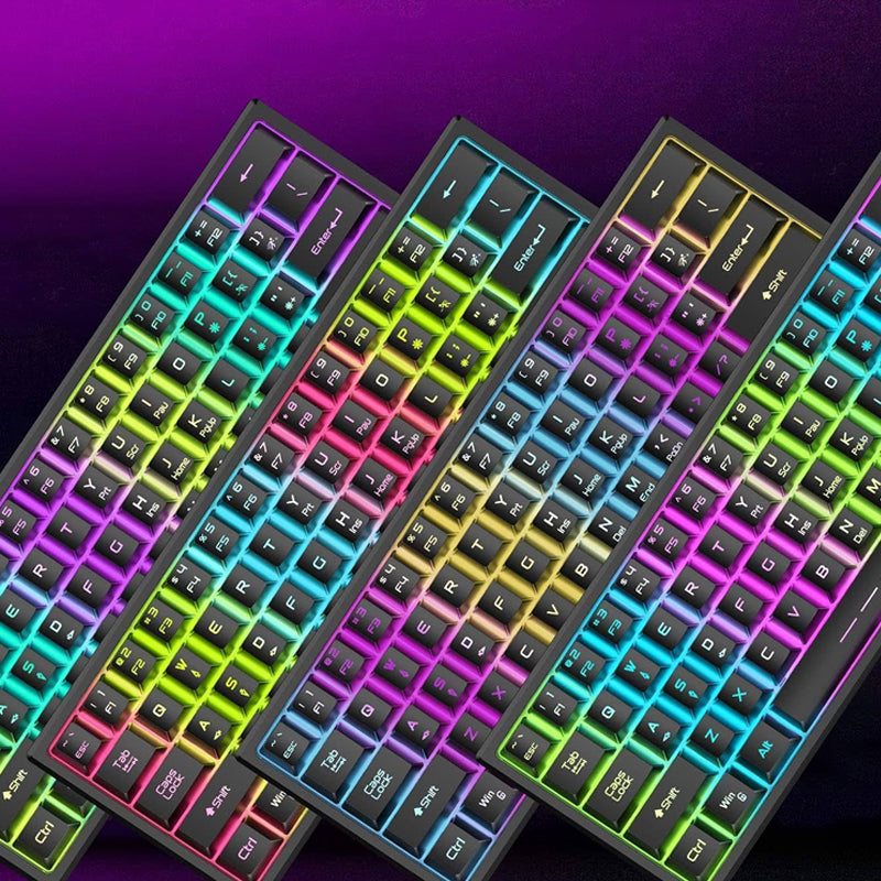 Rainbow Backlit Wireless Gaming Keyboard Mouse and Mat Combo Set