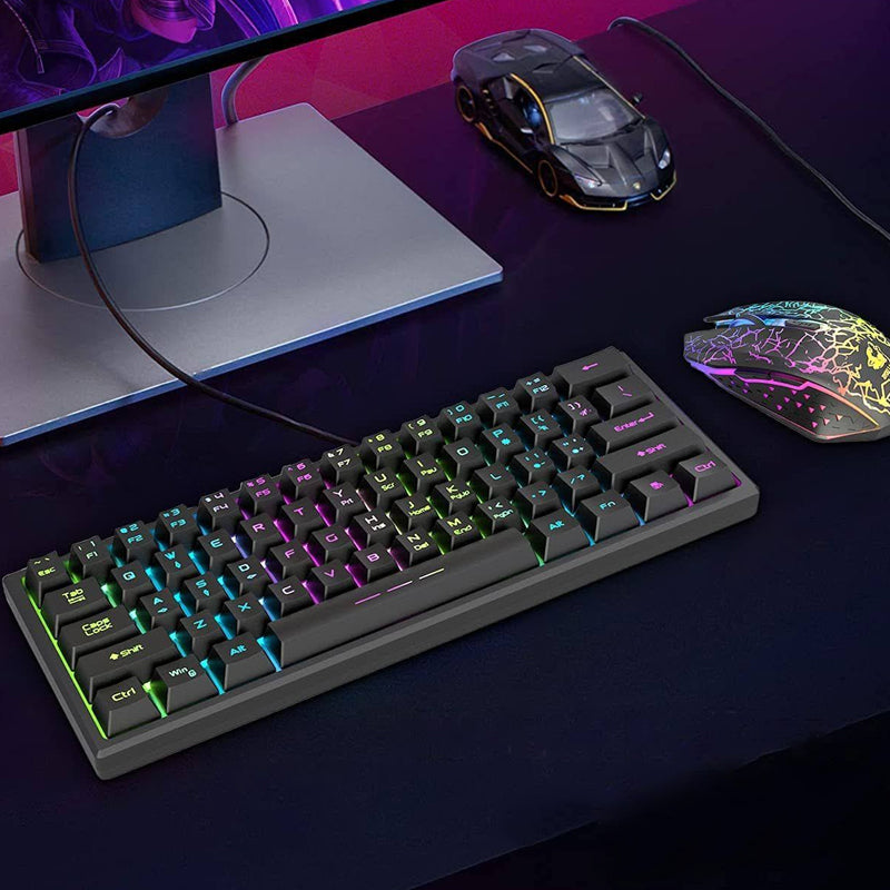 Rainbow Backlit Wireless Gaming Keyboard Mouse and Mat Combo Set