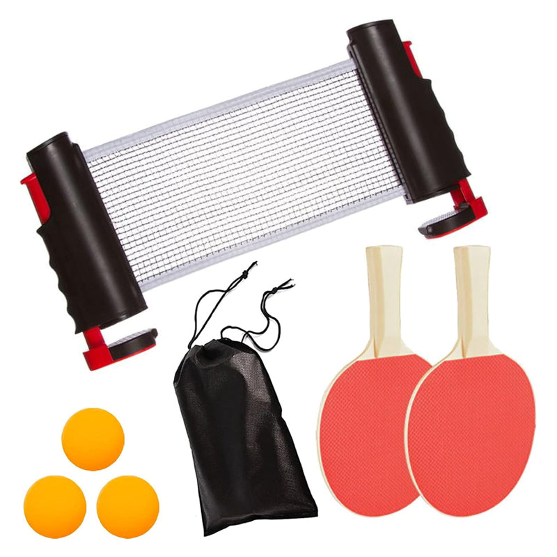 Instant Table Tennis Kit Ping Pong Set Retractable Net Rack + 2 Bats + 3 Balls