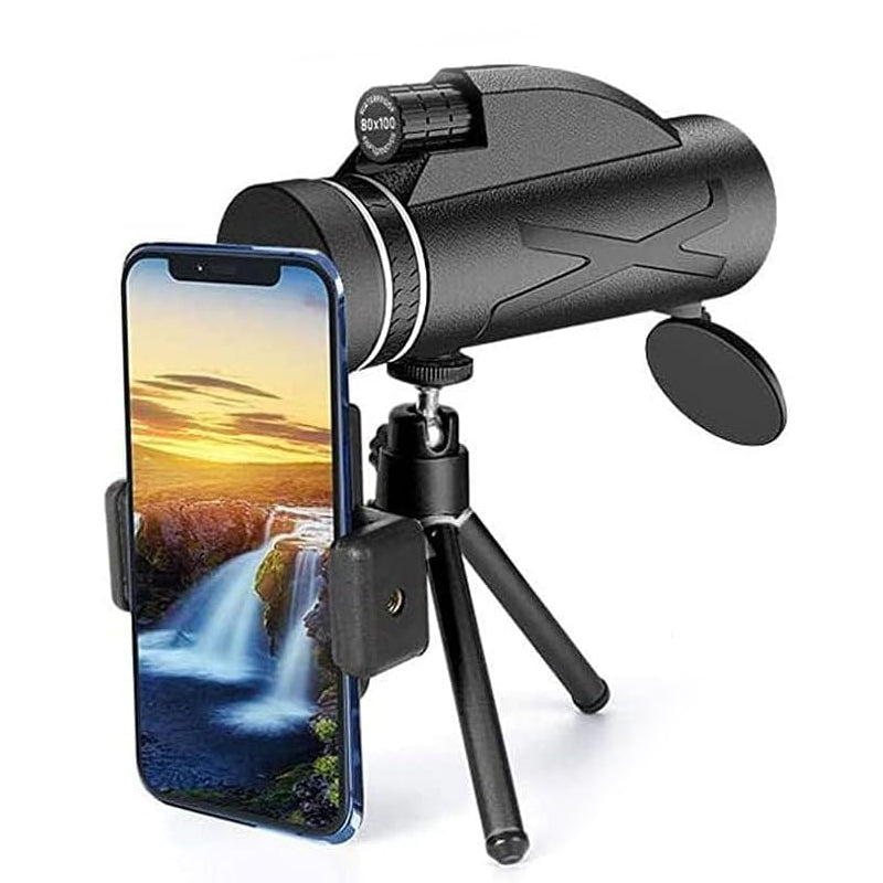 Night Vision 80x100 HD Monocular Telescope with Tripod and Phone Adapter