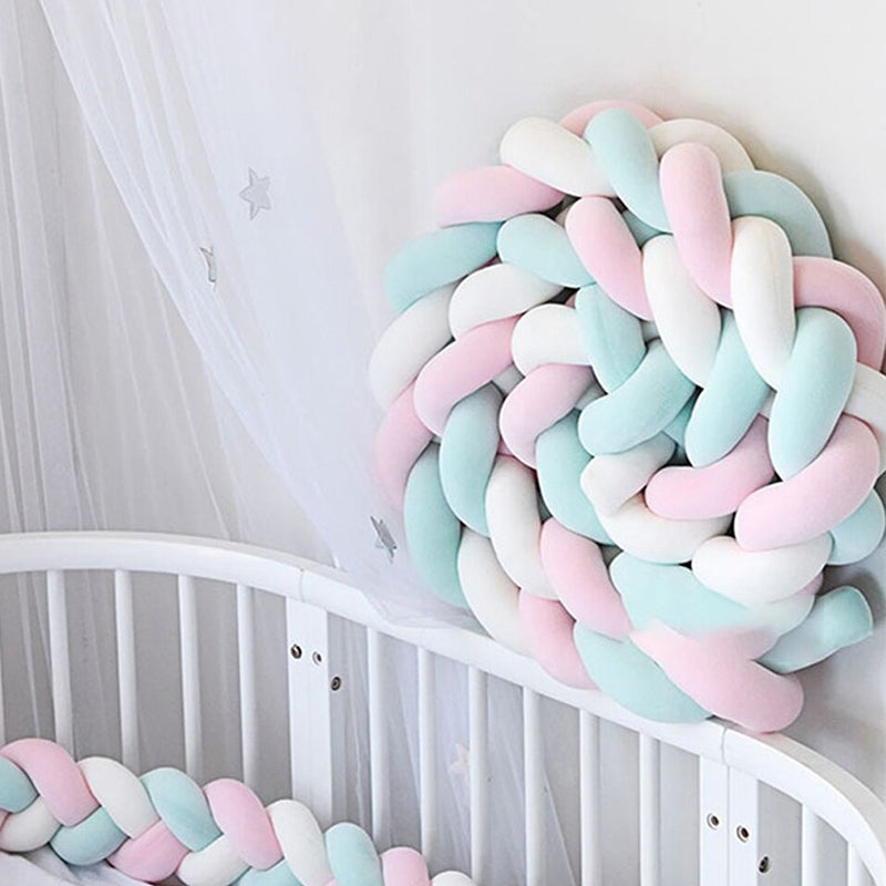 4M Cotton Nursery Protective Braided Bumper Handmade Crib Cushion