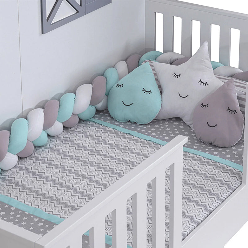 4M Cotton Nursery Protective Braided Bumper Handmade Crib Cushion