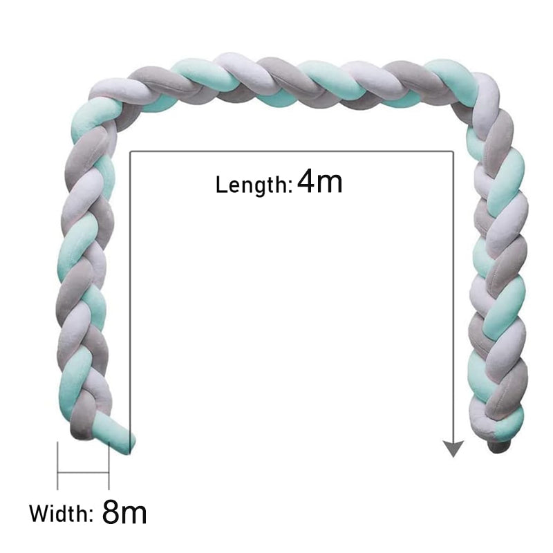 4M Cotton Nursery Protective Braided Bumper Handmade Crib Cushion
