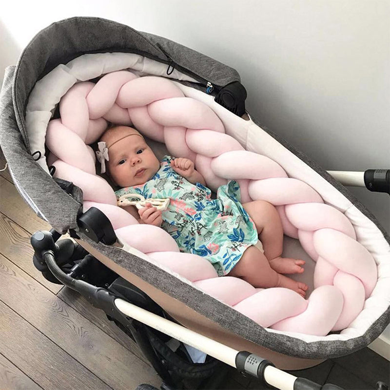 4M Cotton Nursery Protective Braided Bumper Handmade Crib Cushion