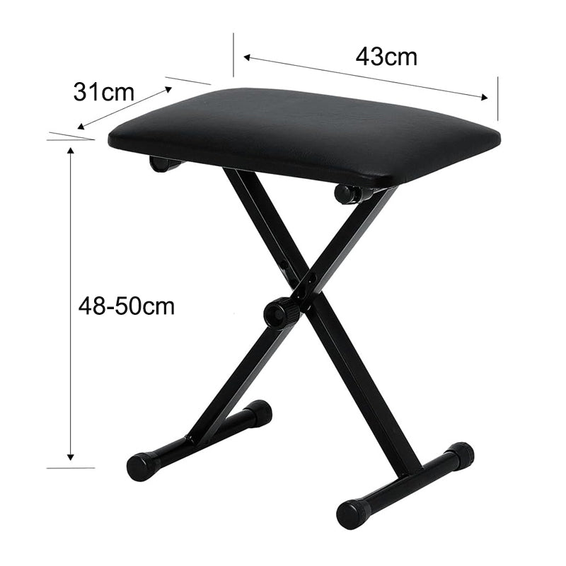 3 Level Adjustment PU Leather and Foam Collapsible Piano Stool Musical Chair