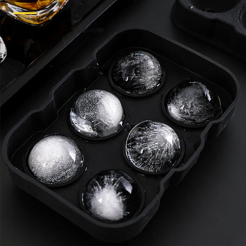 6 Large Sphere Shape Cocktail Ice Molds Quick Release Ice Ball Maker