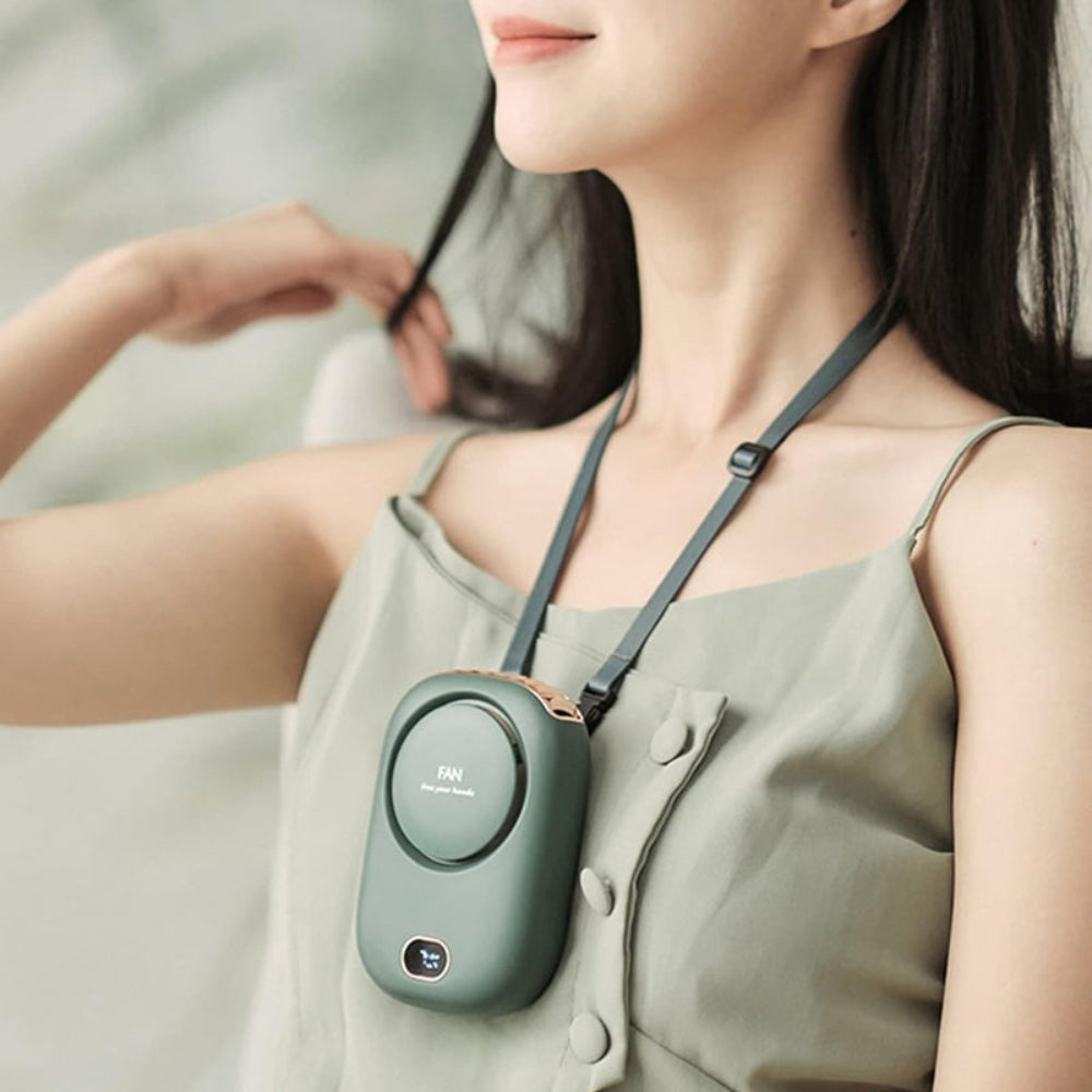 3 Speed Bladeless Neck Hanging Portable Air Cooling Fan- USB Charging