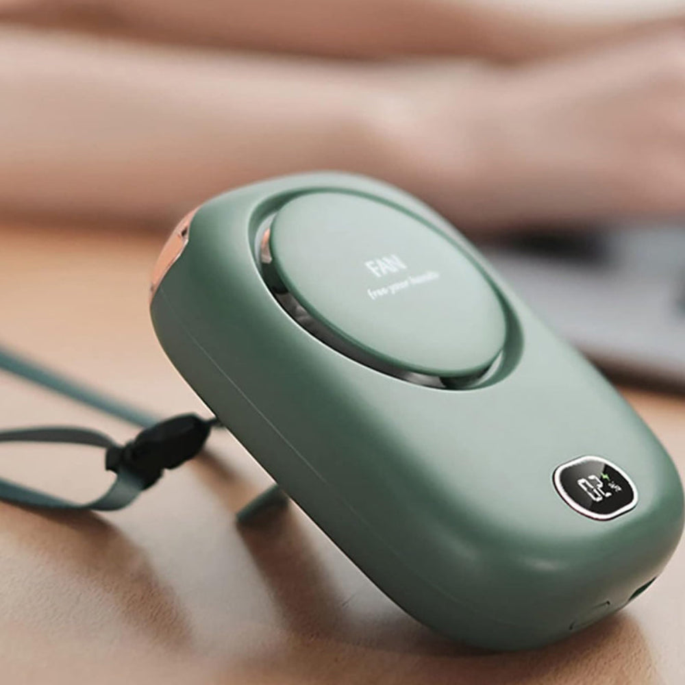 3 Speed Bladeless Neck Hanging Portable Air Cooling Fan- USB Charging
