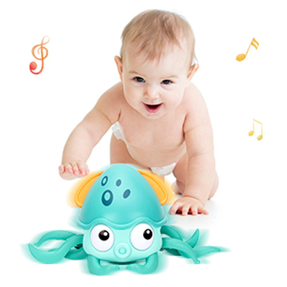 Interactive Crawling Octopus Toy with Obstacle Avoidance LED Lights Music USB -Rechargeable