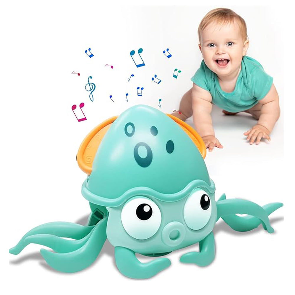 Interactive Crawling Octopus Toy with Obstacle Avoidance LED Lights Music USB -Rechargeable
