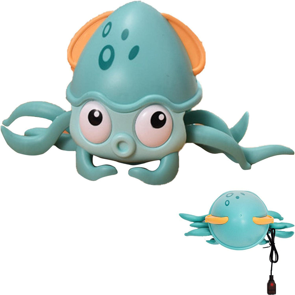 Interactive Crawling Octopus Toy with Obstacle Avoidance LED Lights Music USB -Rechargeable