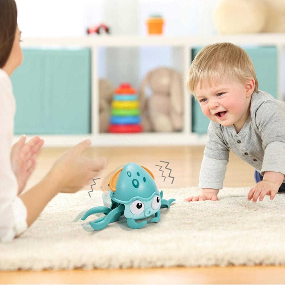 Interactive Crawling Octopus Toy with Obstacle Avoidance LED Lights Music USB -Rechargeable