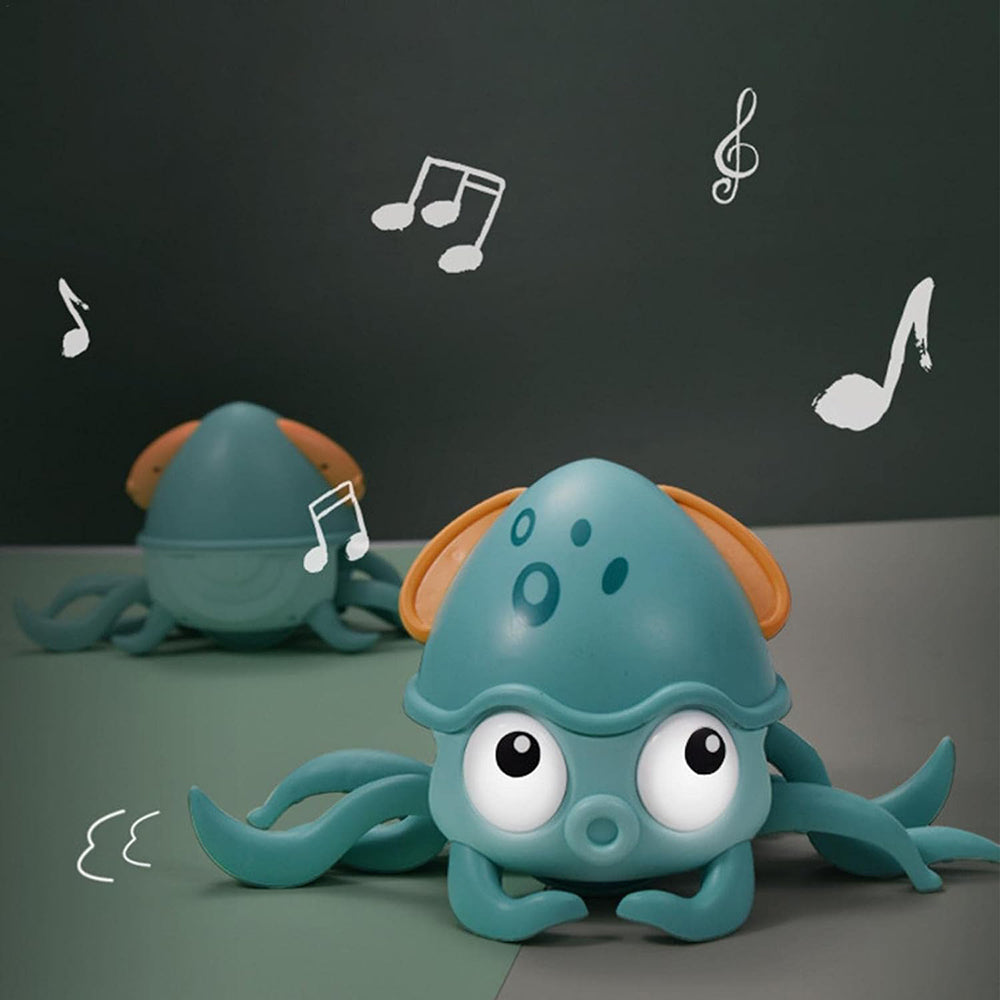 Interactive Crawling Octopus Toy with Obstacle Avoidance LED Lights Music USB -Rechargeable