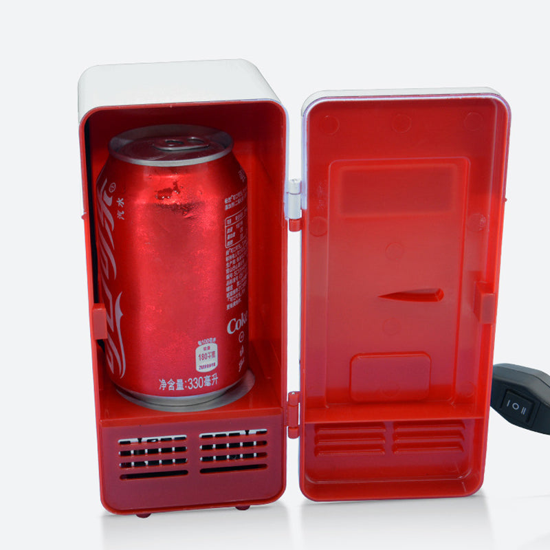 Hot and Cold Single Can Mini Desktop Beverage Refrigerator- USB Plugged-in
