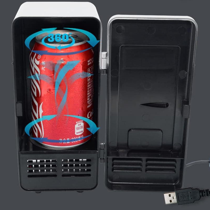 Hot and Cold Single Can Mini Desktop Beverage Refrigerator- USB Plugged-in