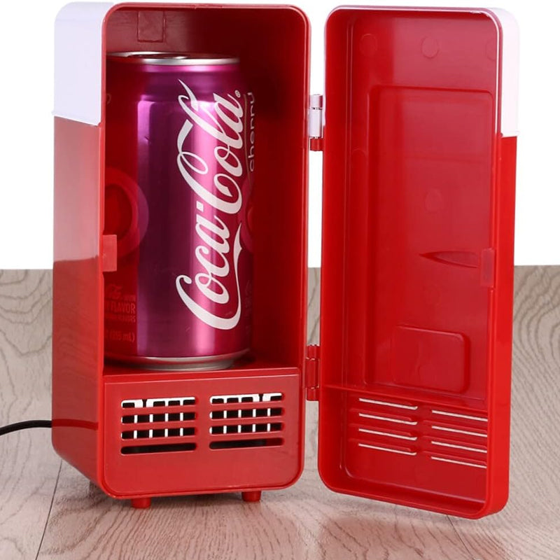 Hot and Cold Single Can Mini Desktop Beverage Refrigerator- USB Plugged-in