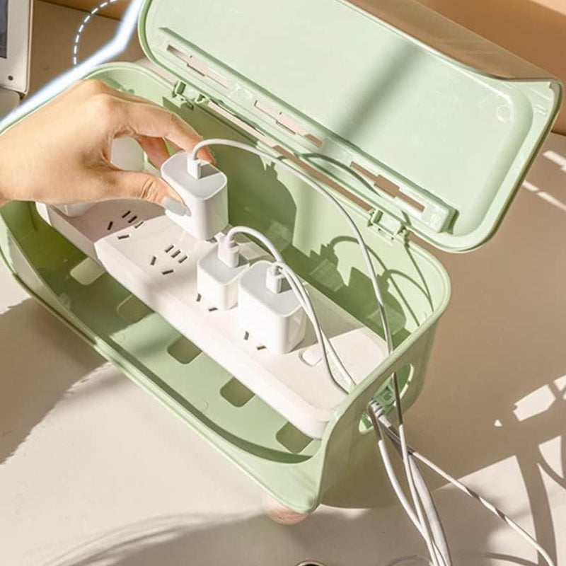 Desktop Cable Management Box Cord Protector and Organizer- Green
