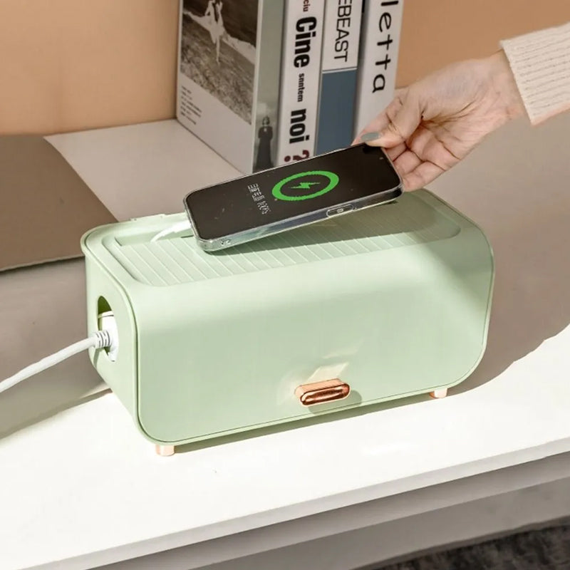 Desktop Cable Management Box Cord Protector and Organizer- Green