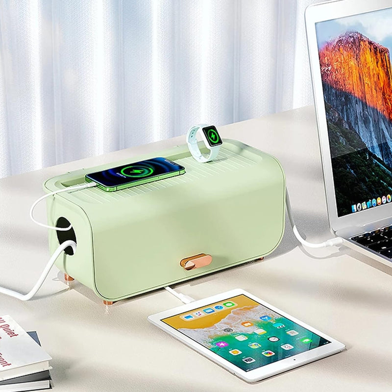 Desktop Cable Management Box Cord Protector and Organizer- Green