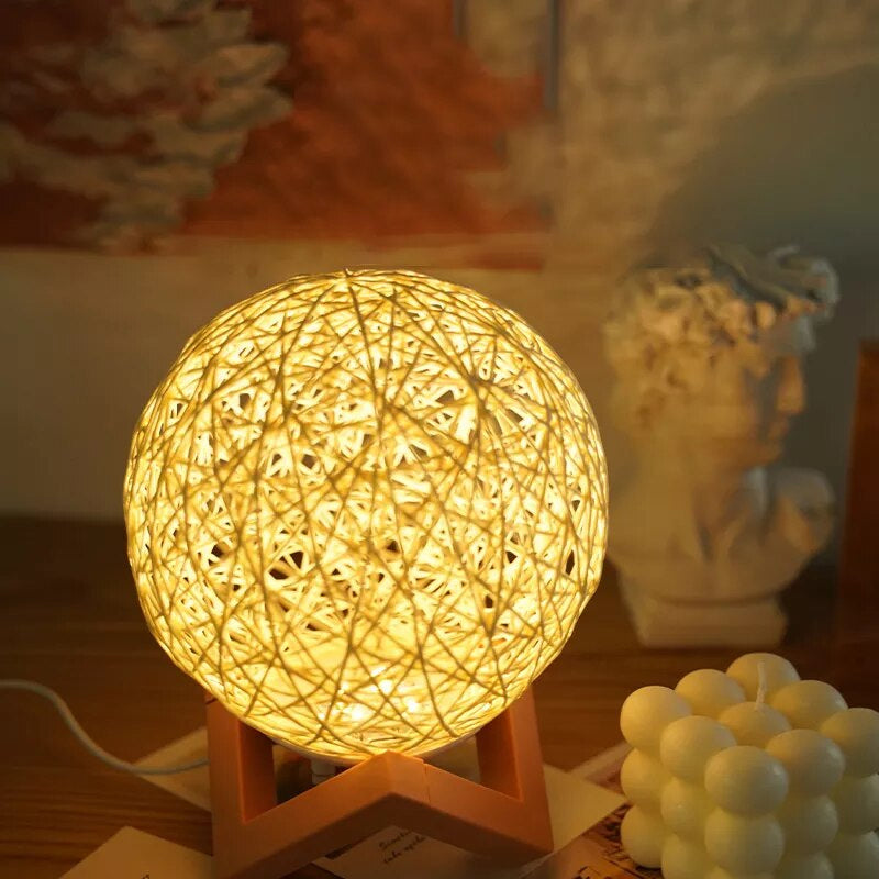 Kids Room Night Light Creative Rattan Ball Night Lamp USB Charging Kids' Gift