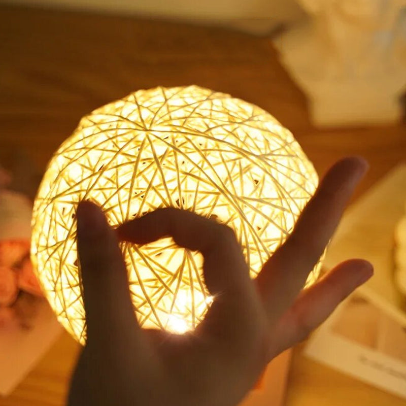 Kids Room Night Light Creative Rattan Ball Night Lamp USB Charging Kids' Gift