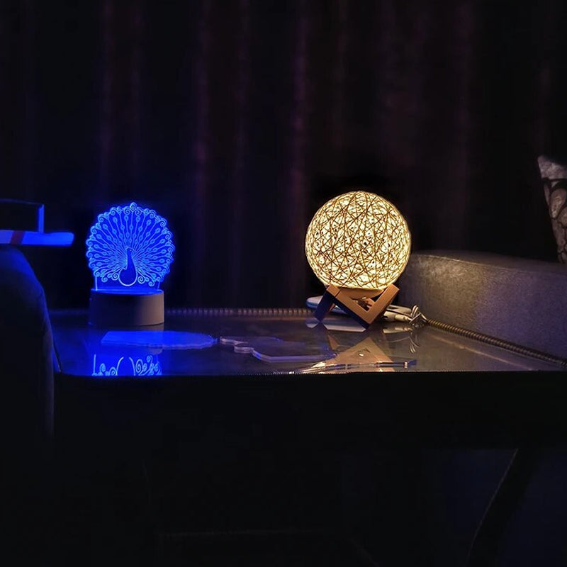 Kids Room Night Light Creative Rattan Ball Night Lamp USB Charging Kids' Gift