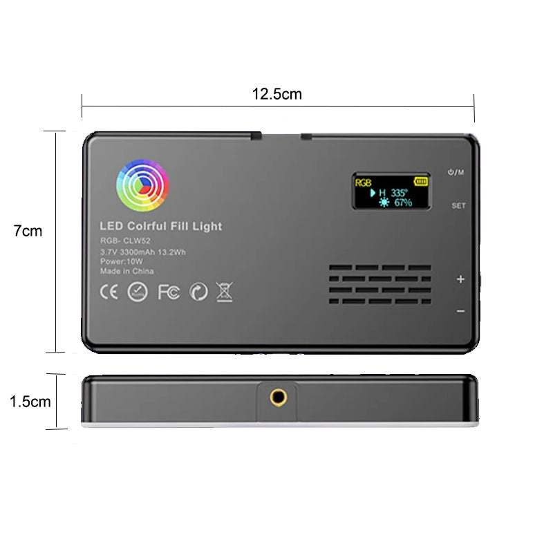 RGB LED Video Light Photography Fill Camera Lighting Panel- USB Rechargeable