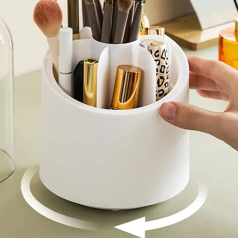 360° Rotating Compartment Dustproof Makeup Brushes Storage Organizer