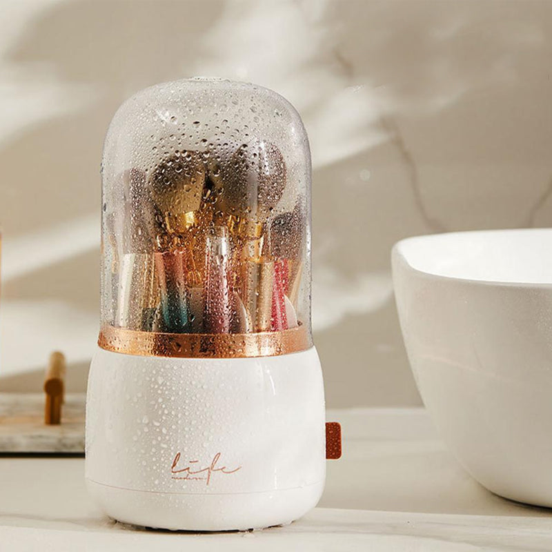 360° Rotating Compartment Dustproof Makeup Brushes Storage Organizer