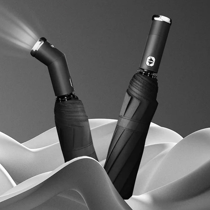 10 Ribs Fully Automatic Reverse Closing Umbrella with LED Flashlight