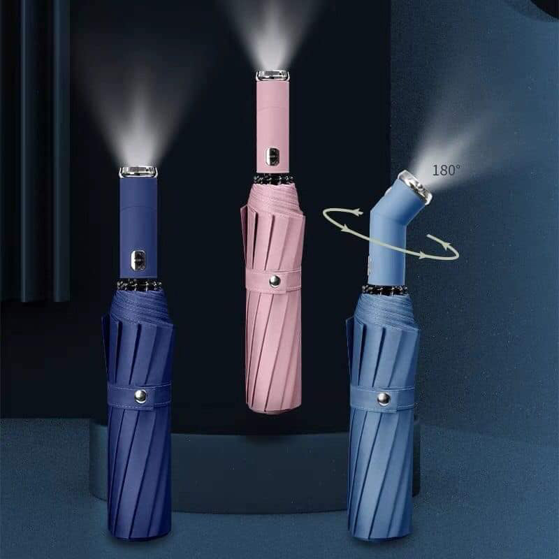 10 Ribs Fully Automatic Reverse Closing Umbrella with LED Flashlight