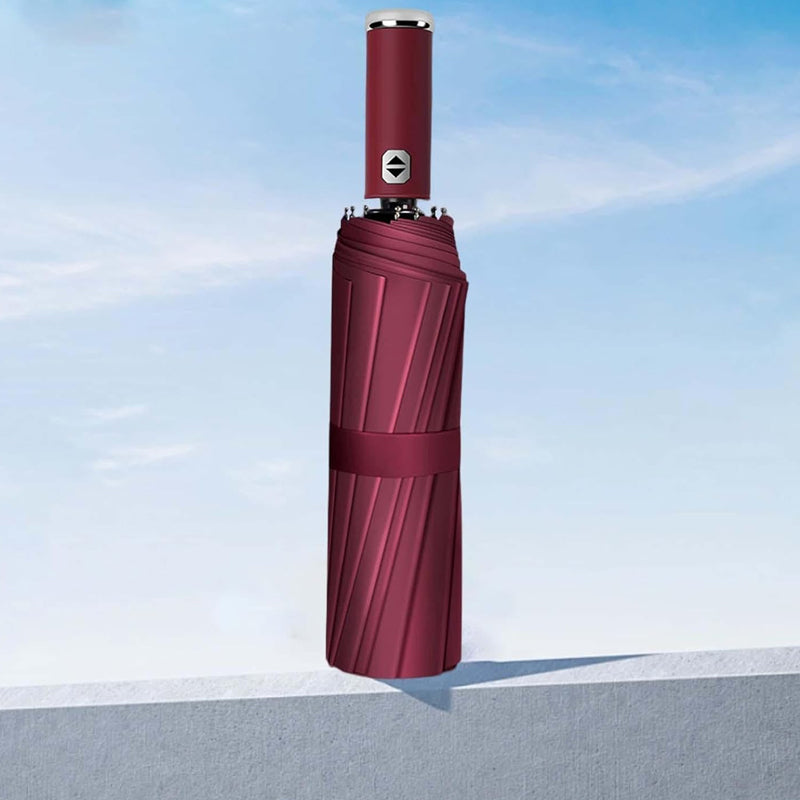 10 Ribs Fully Automatic Reverse Closing Umbrella with LED Flashlight