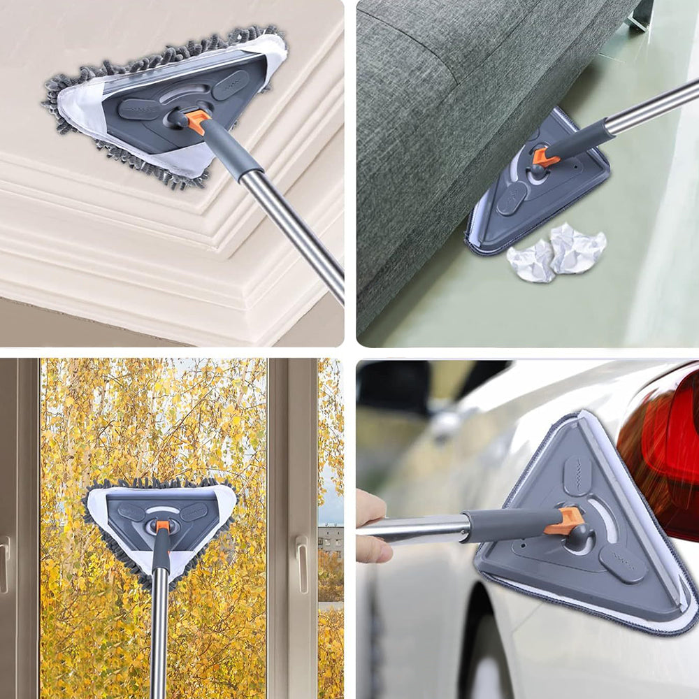 CLEANFOK Triangular Window Wall Cleaner Mop - High Reach Cleaning Made Easy