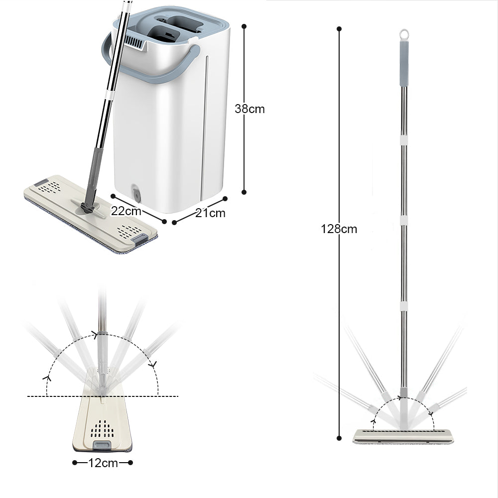 CLEANFOK Microfiber Mop with Bucket and 4 Washable Pads - Versatile Cleaning Solution