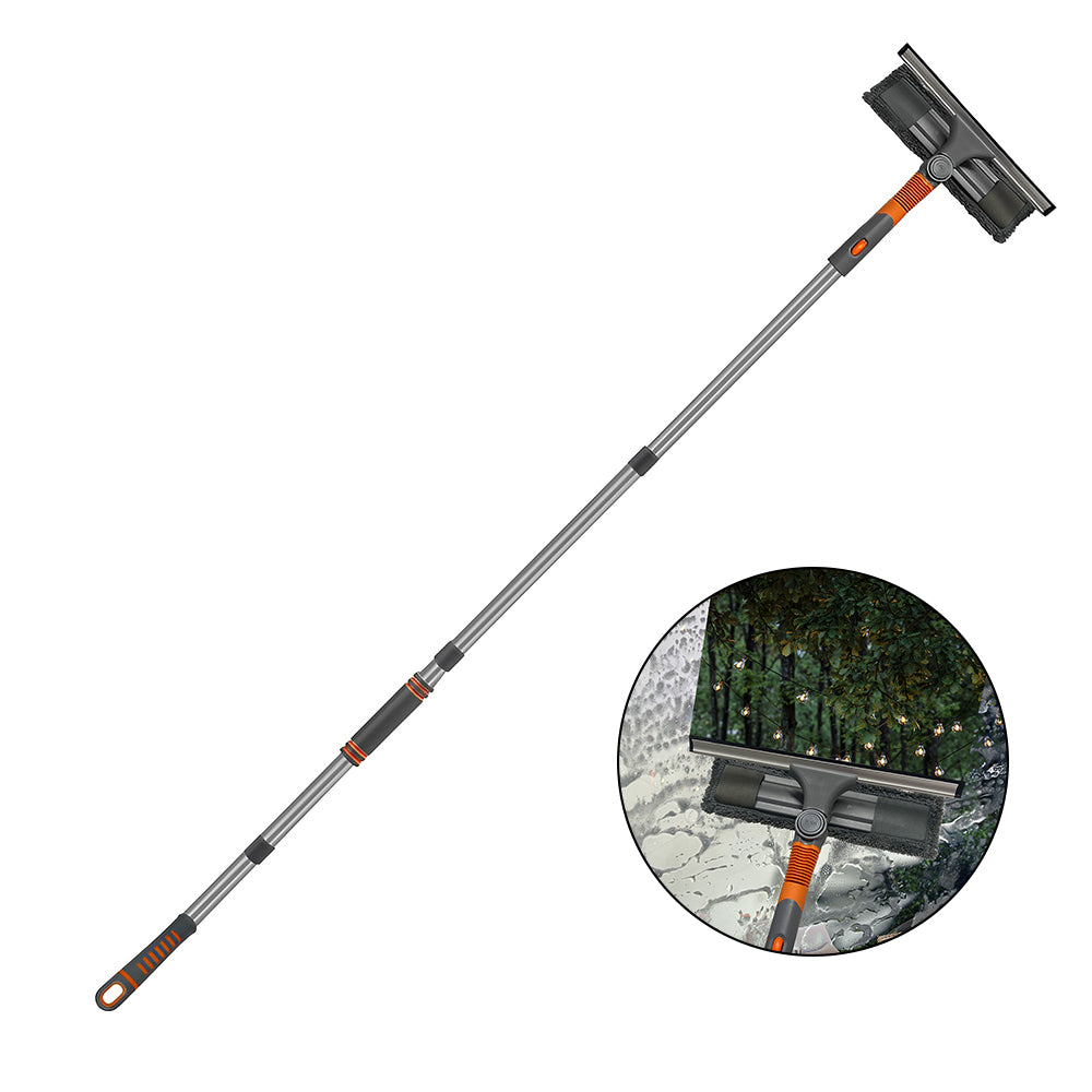 CLEANFOK Squeegee Window Cleaner - 2-in-1 Rotatable Cleaning Tool Kit with Extension Pole