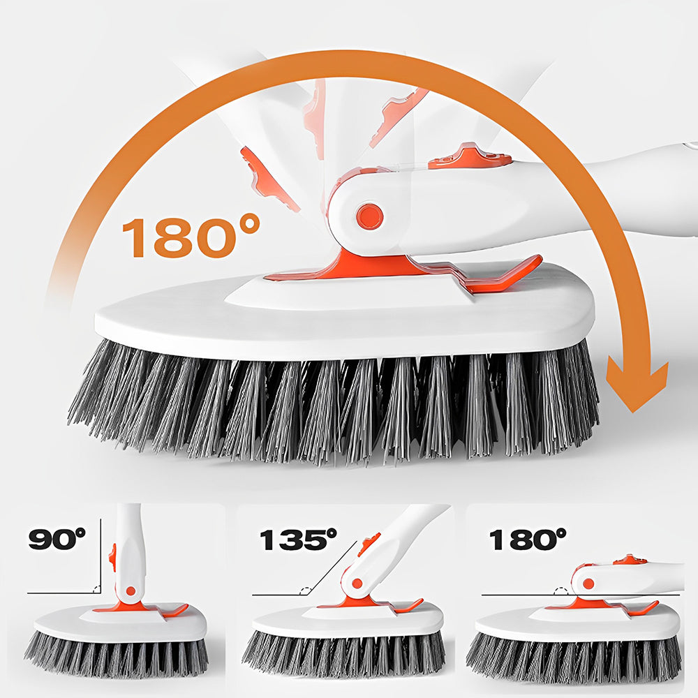 CLEANFOK 3 in 1 Tile Tub Scrubber Brush - Extendable Long Handle with Adjustable Angles