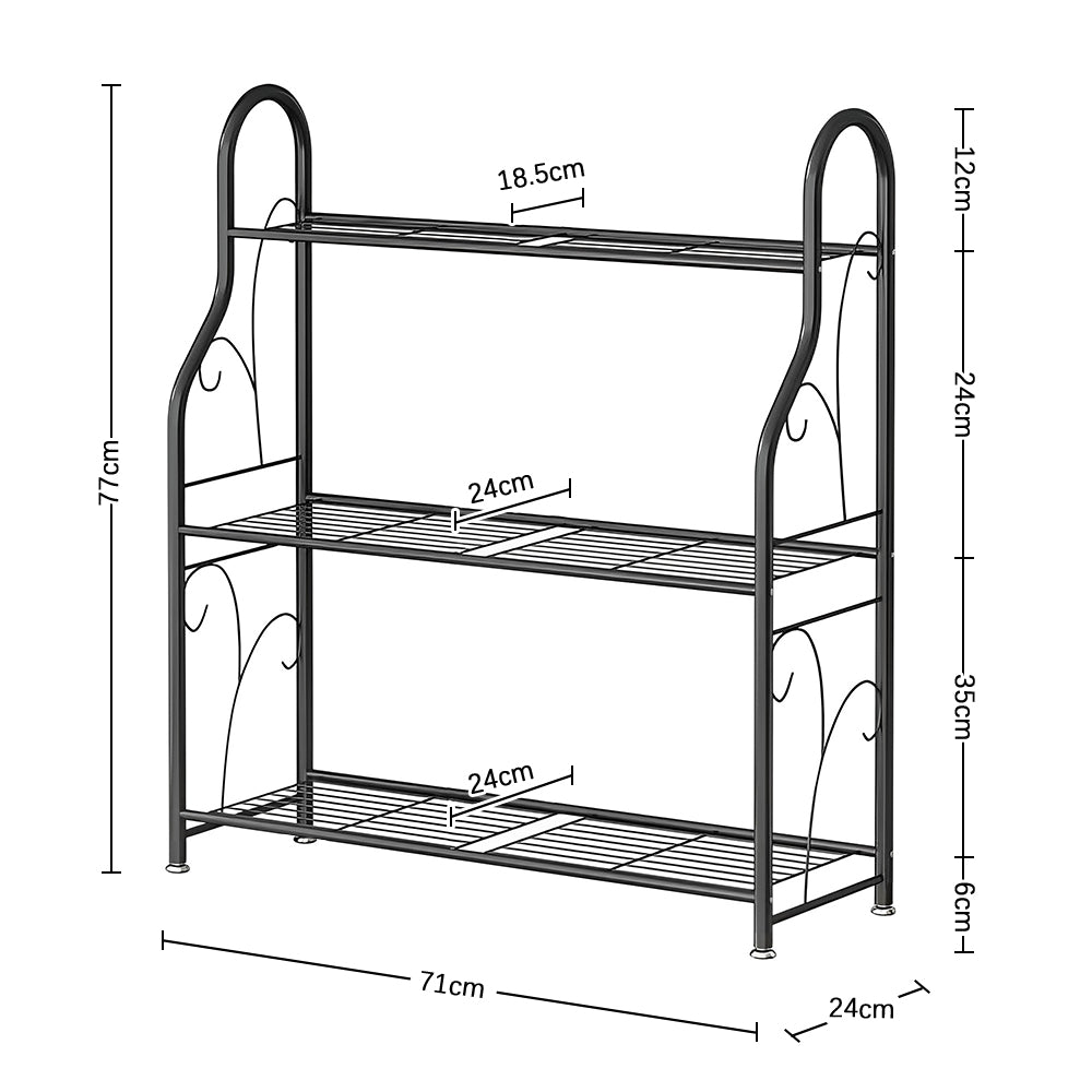 GREENHAVEN 3 Tier Metal Plant Stand - Sturdy Display Rack for Indoor and Outdoor Use
