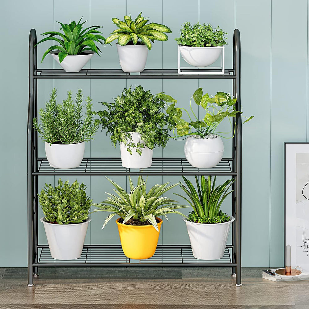 GREENHAVEN 3 Tier Metal Plant Stand - Sturdy Display Rack for Indoor and Outdoor Use