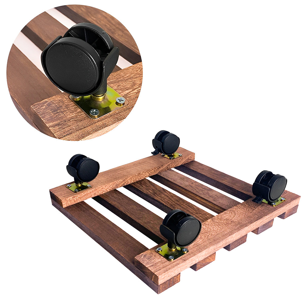 GREENHAVEN Plant Caddy Wooden Plant Stand with Wheels - Wood Color