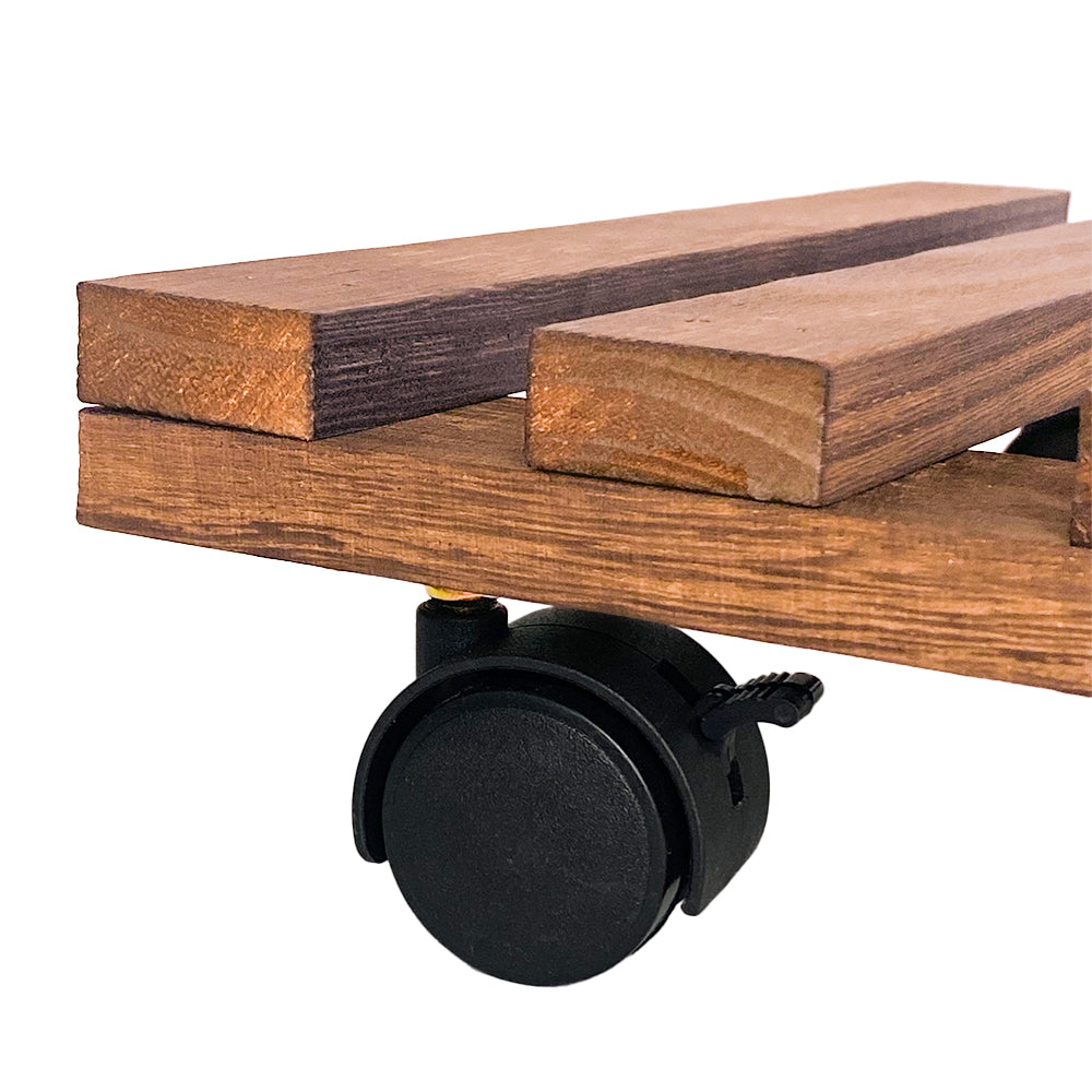 GREENHAVEN Plant Caddy Wooden Plant Stand with Wheels - Wood Color