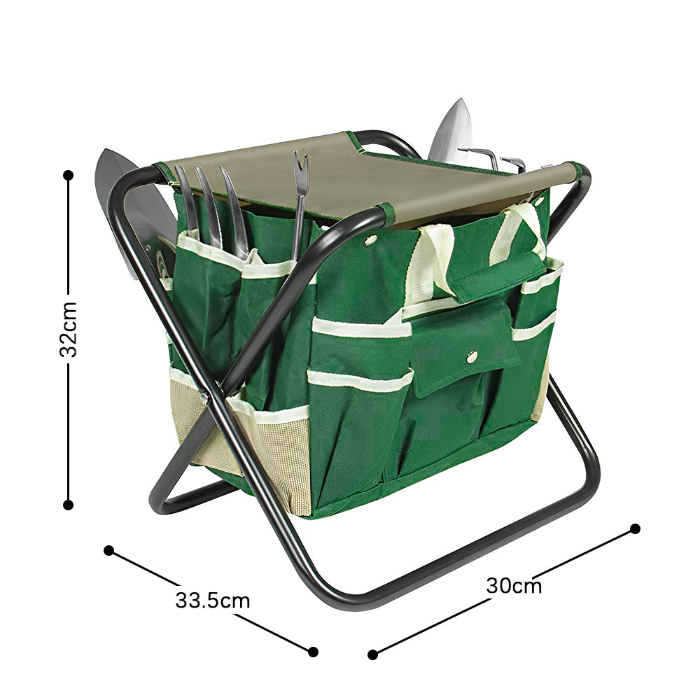 GREENHAVEN 7 Piece Garden Tool Set with Folding Stool