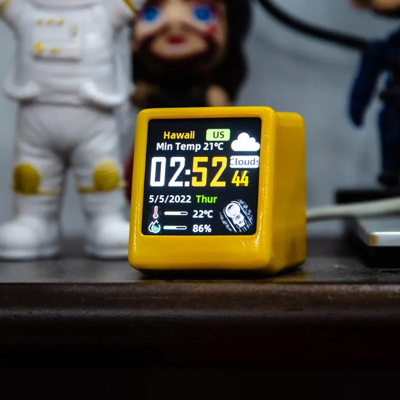 Wi-Fi Enabled Desktop Smart Mini Digital Weather Clock- Type C Plugged-in