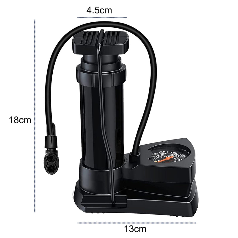 Bike Floor Pump Portable Anti-Slip Tyre Inflator with Pressure Gauge
