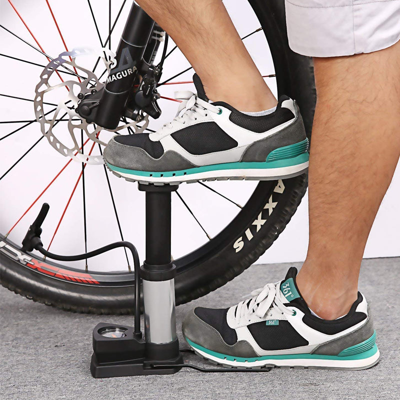 Bike Floor Pump Portable Anti-Slip Tyre Inflator with Pressure Gauge