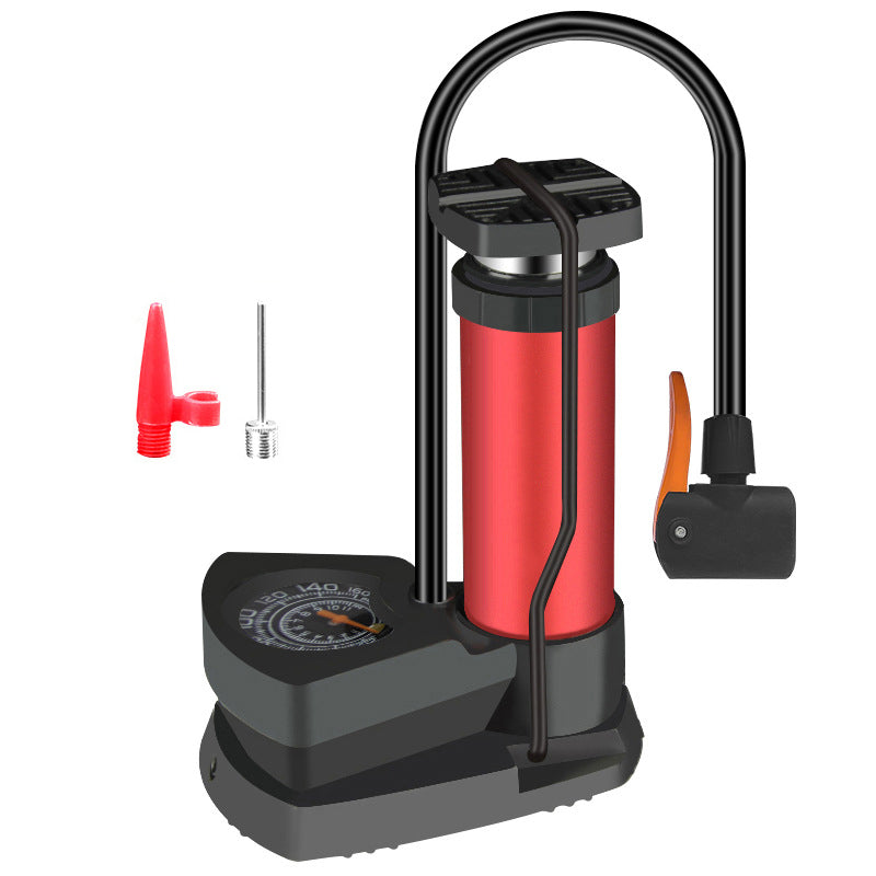 Bike Floor Pump Portable Anti-Slip Tyre Inflator with Pressure Gauge