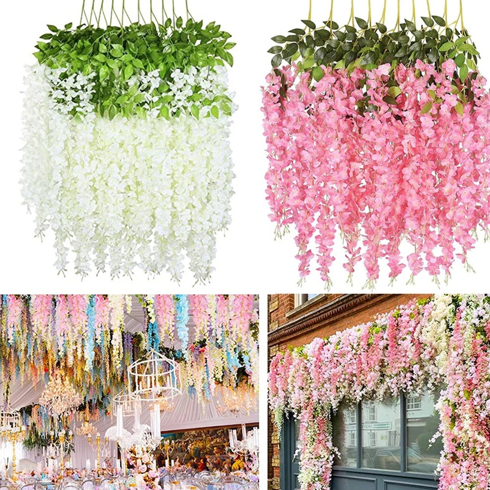 Artificial Hanging Silk Garland Vine Flowers Garden Decoration