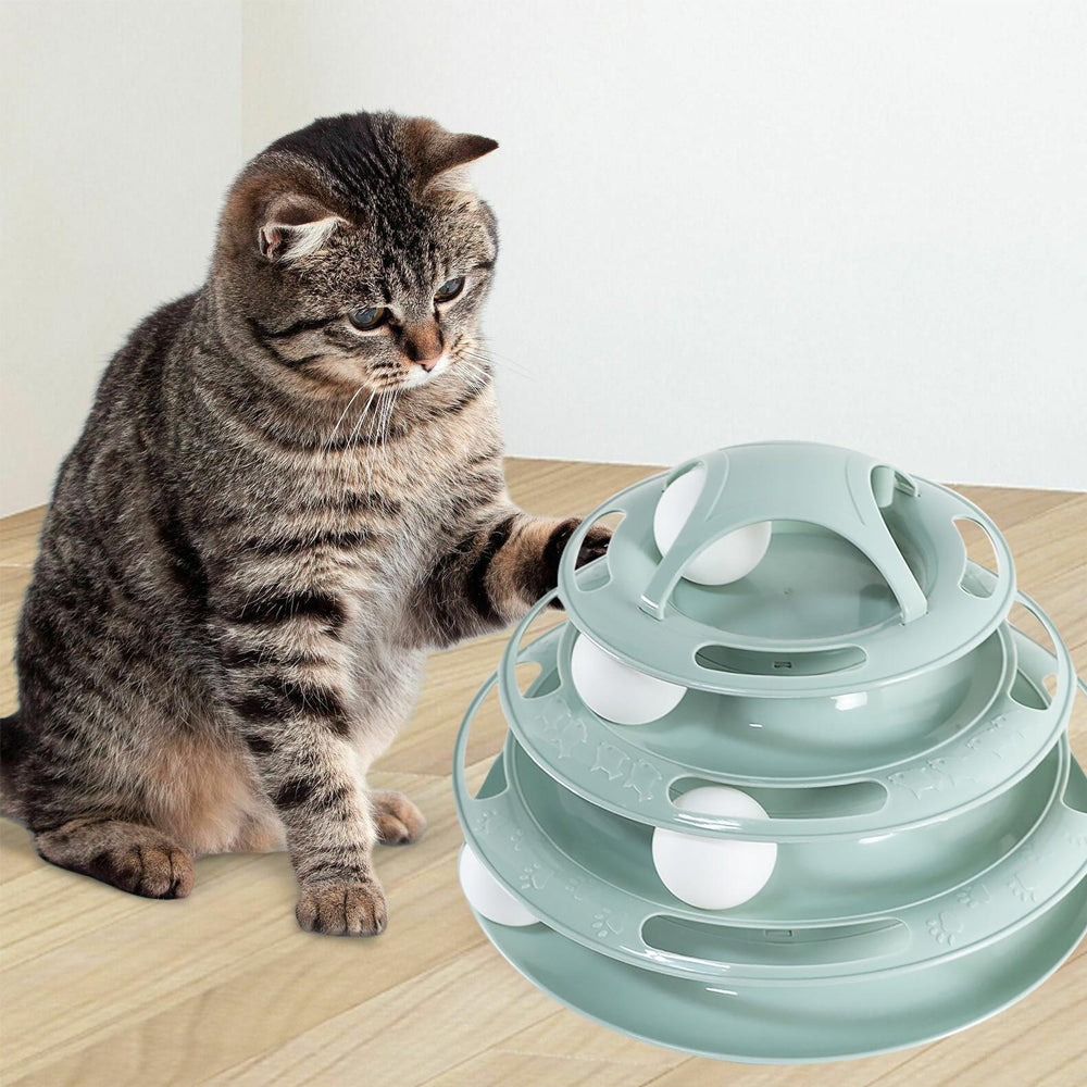 3 Levels Interactive Cat Turntable and Track Ball Training Toy