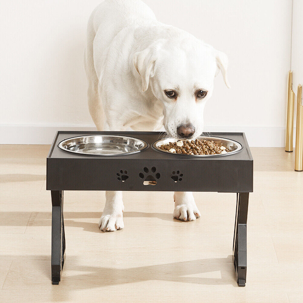 Elevated Double Bowl Dog Pet Feeder with Adjustable Height