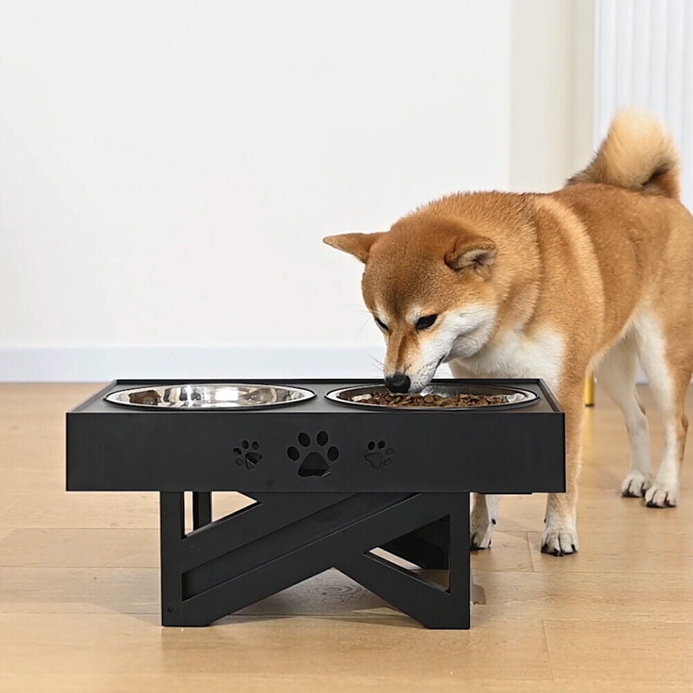 Elevated Double Bowl Dog Pet Feeder with Adjustable Height