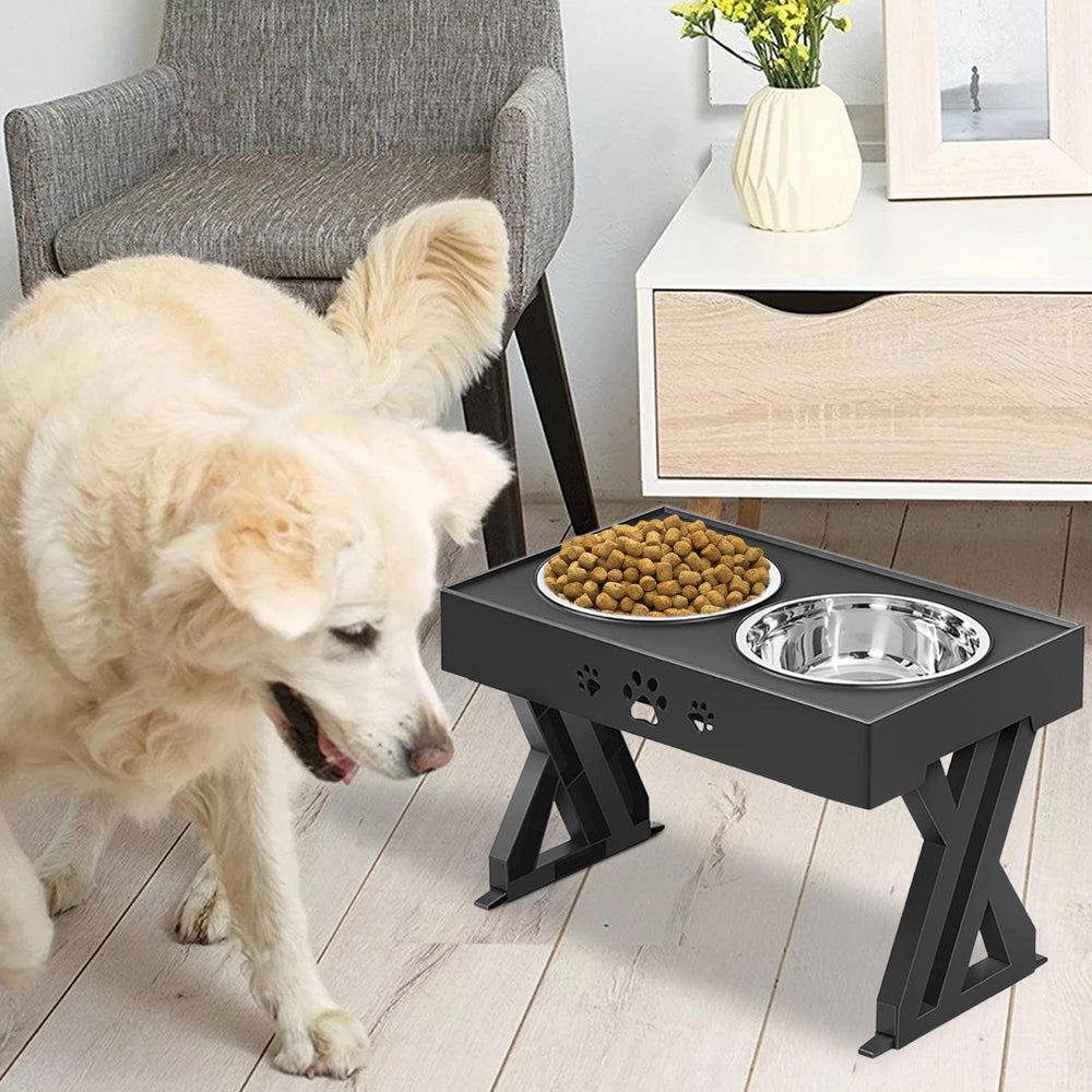 Elevated Double Bowl Dog Pet Feeder with Adjustable Height